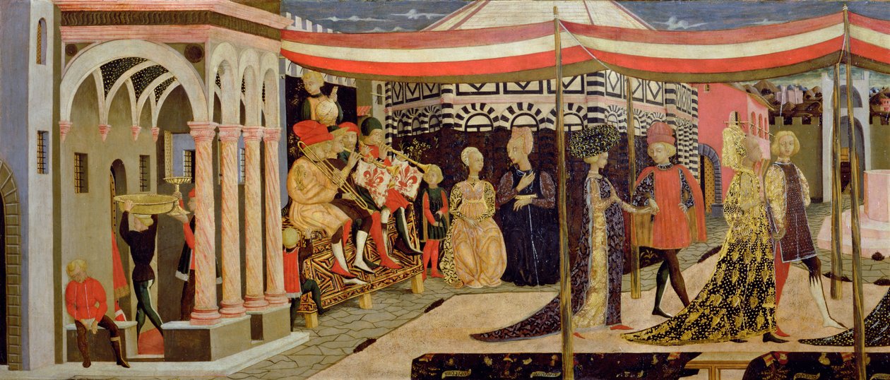 Forside af Adimari Cassone, detalje af venstre sektion, ca. 1450 tempera på paneldetalje af 80304 af Giovanni di Ser Giovanni