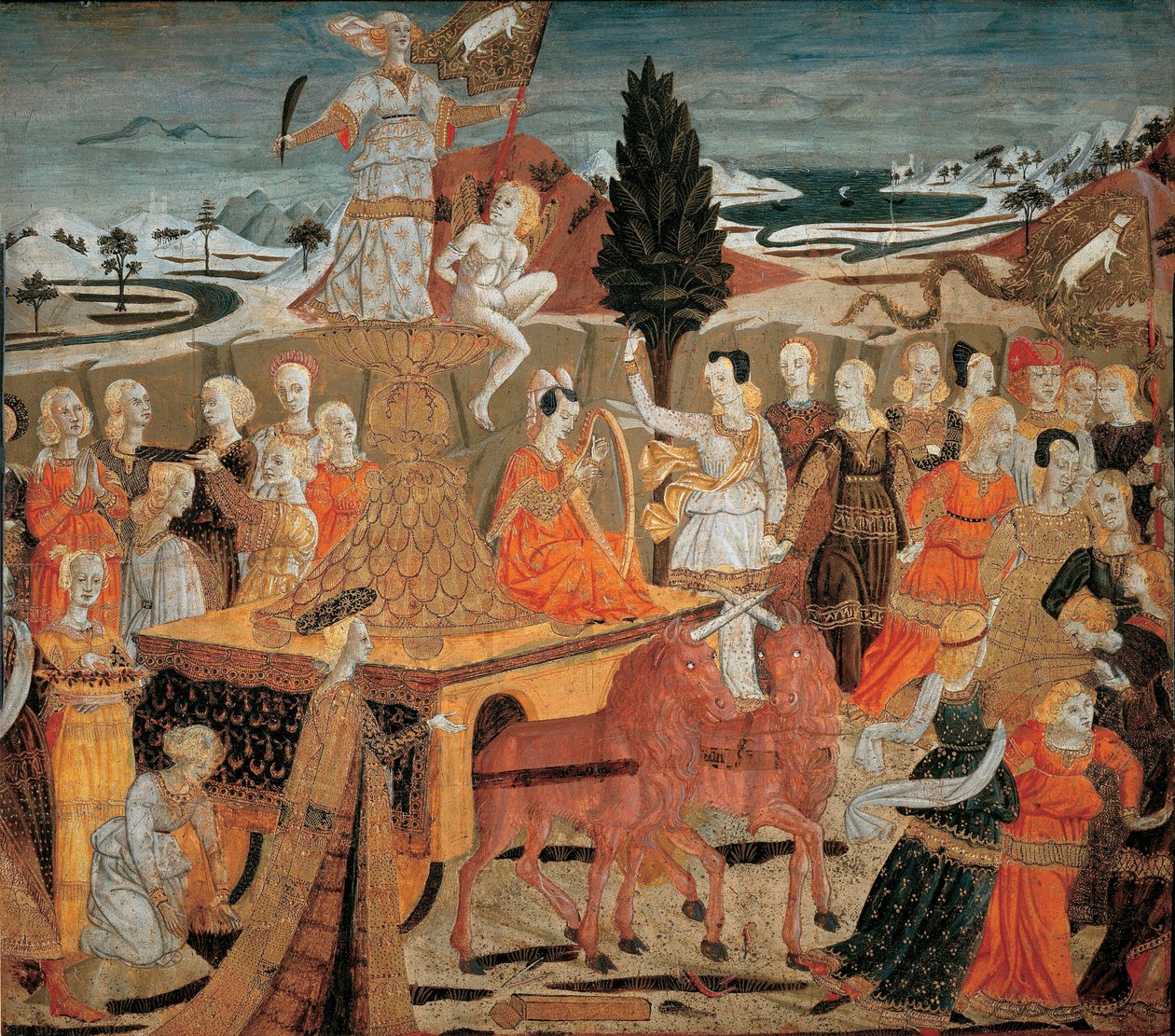Le triomphe de la chastete - Kyskhedens triumf - (Lo Scheggia) Giovanni di Ser Giovanni (1406-1486). Tempera på panel af Giovanni di Ser Giovanni Scheggia