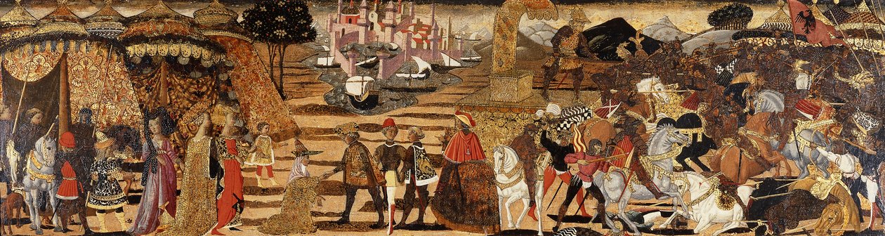 Slaget ved Issus og familien af Darius før Alexander - en kassonefront, af Giovanni di Ser Giovanni Scheggia