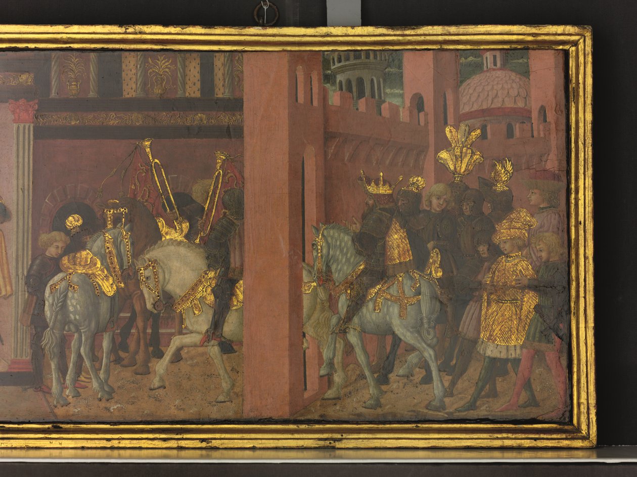 Historien om Trajan og enken, detalje af et panel fra en cassone, ca. 1450 (tempera på panel) af Giovanni di Ser Giovanni Scheggia