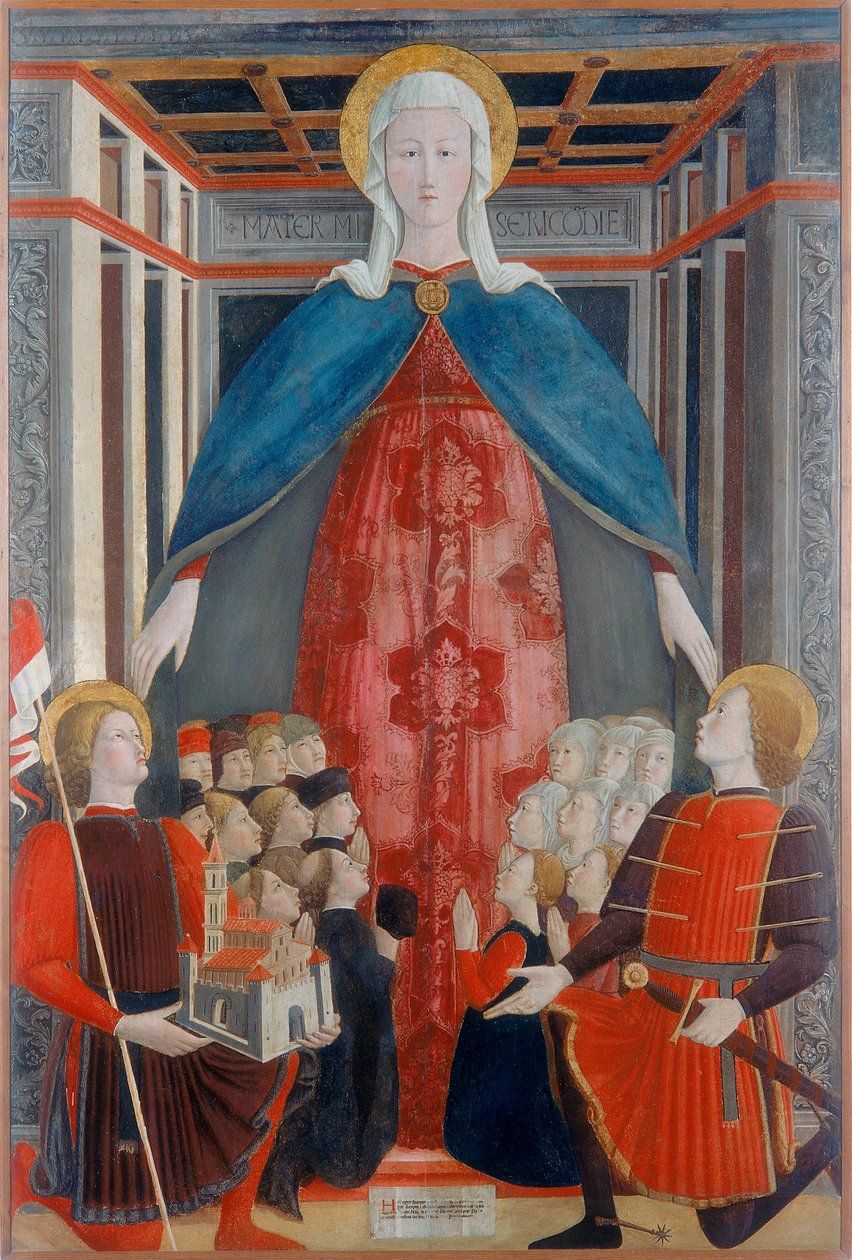 Madonna della Misericordia med St. Venantius og St. Sebastian, 1463 af Girolamo Giovanni