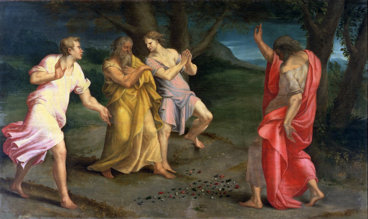 Sankt Johannes forvandler pinde og sten til juveler af Girolamo Mazzola Bedoli