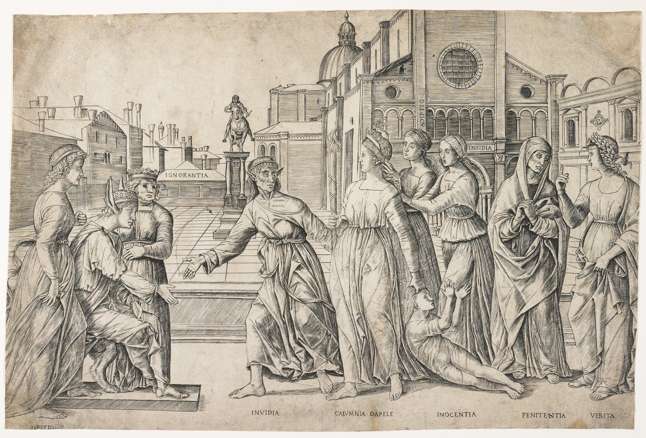 Calumny of Apelles, ca. 1500-1506 af Girolamo Mocetto