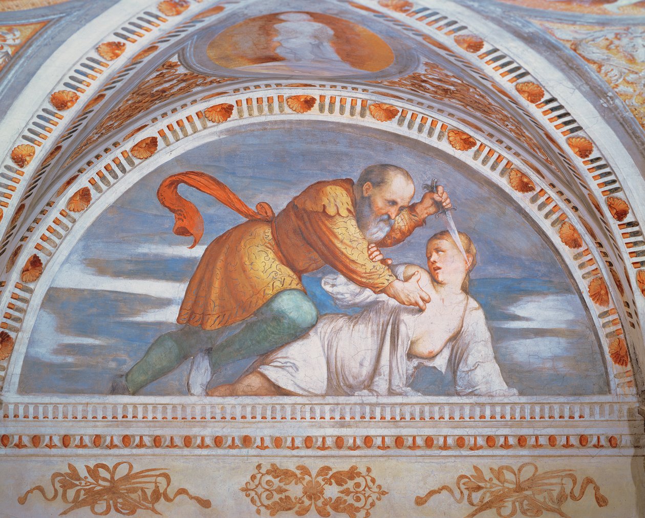 Virginias død, lunette, 1531-32 af Girolamo Romanino