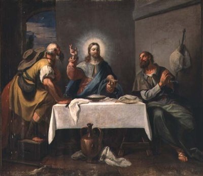 Nadveren i Emmaus (olie på lærred) af Girolamo Brusaferro