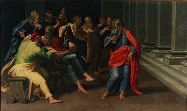 St. John drikker af den forgiftede kalk af Girolamo Mazzola Bedoli