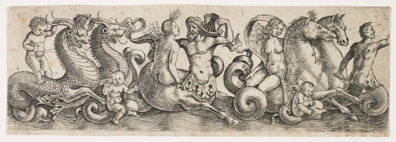 Frieze med tritoner og nymfer, ca. 1517 af Girolamo Mocetto