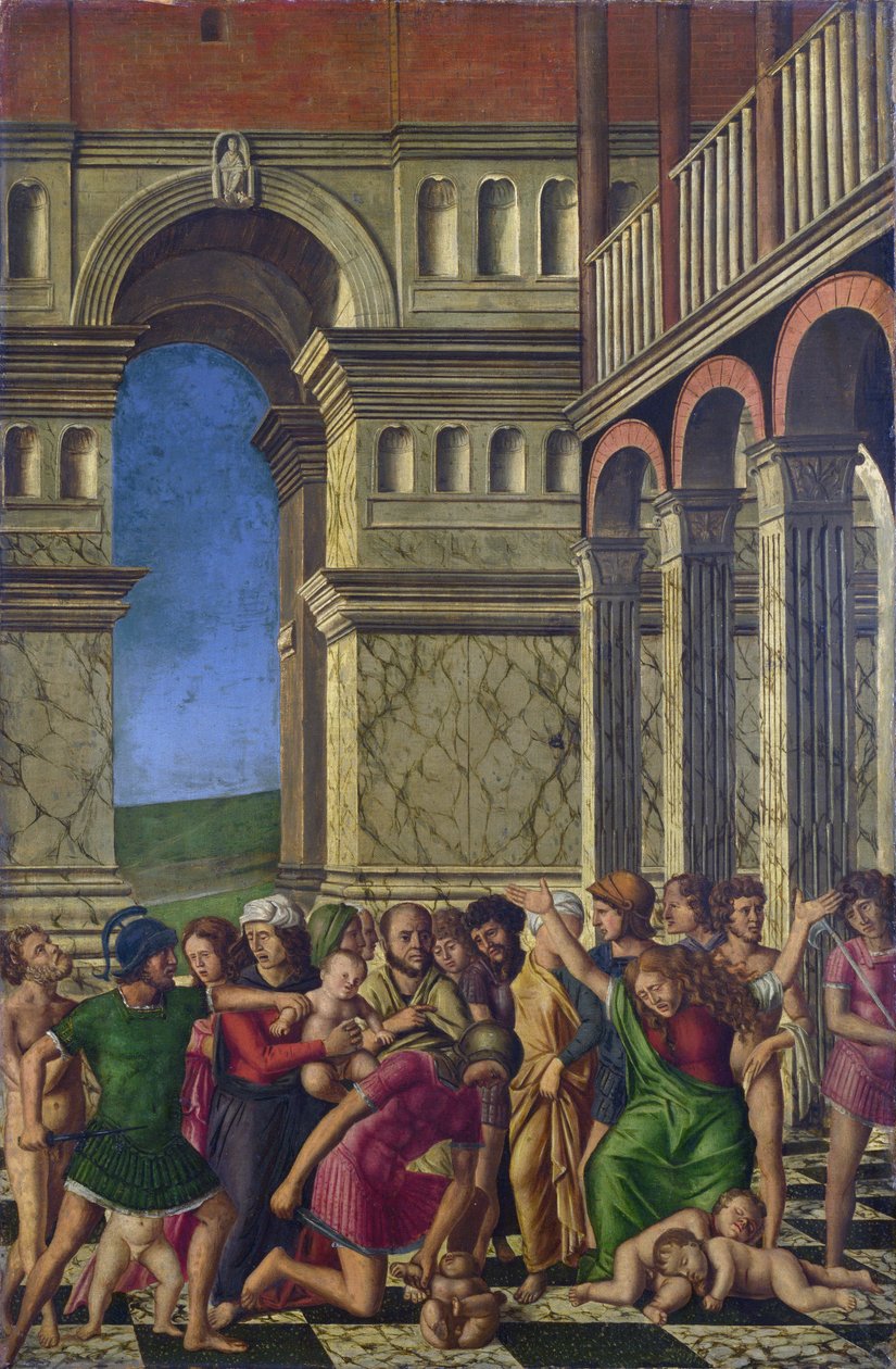 Mocetto, Girolamo (ca. 1458-1531) The Massacre of the Innocents Olie på lærred ca 1510-1520 National Gallery, London 67,9x44,5 af Girolamo Mocetto