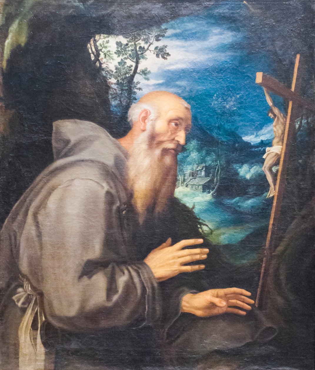 En hellig eremit (olie på lærred) af Girolamo Muziano
