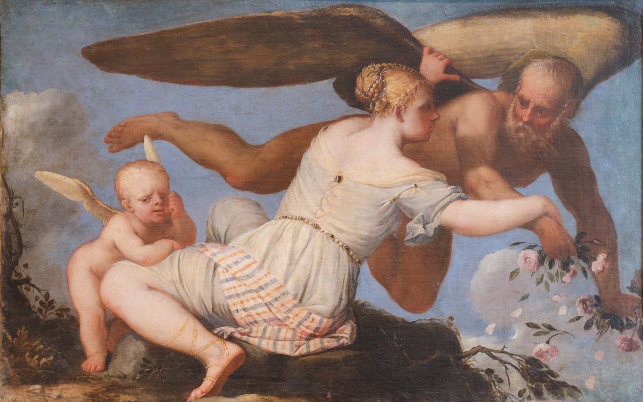 Allegori om tiden, der løber væk, c. 1755-1759 (olie på lærred) af Girolamo Pellegrini