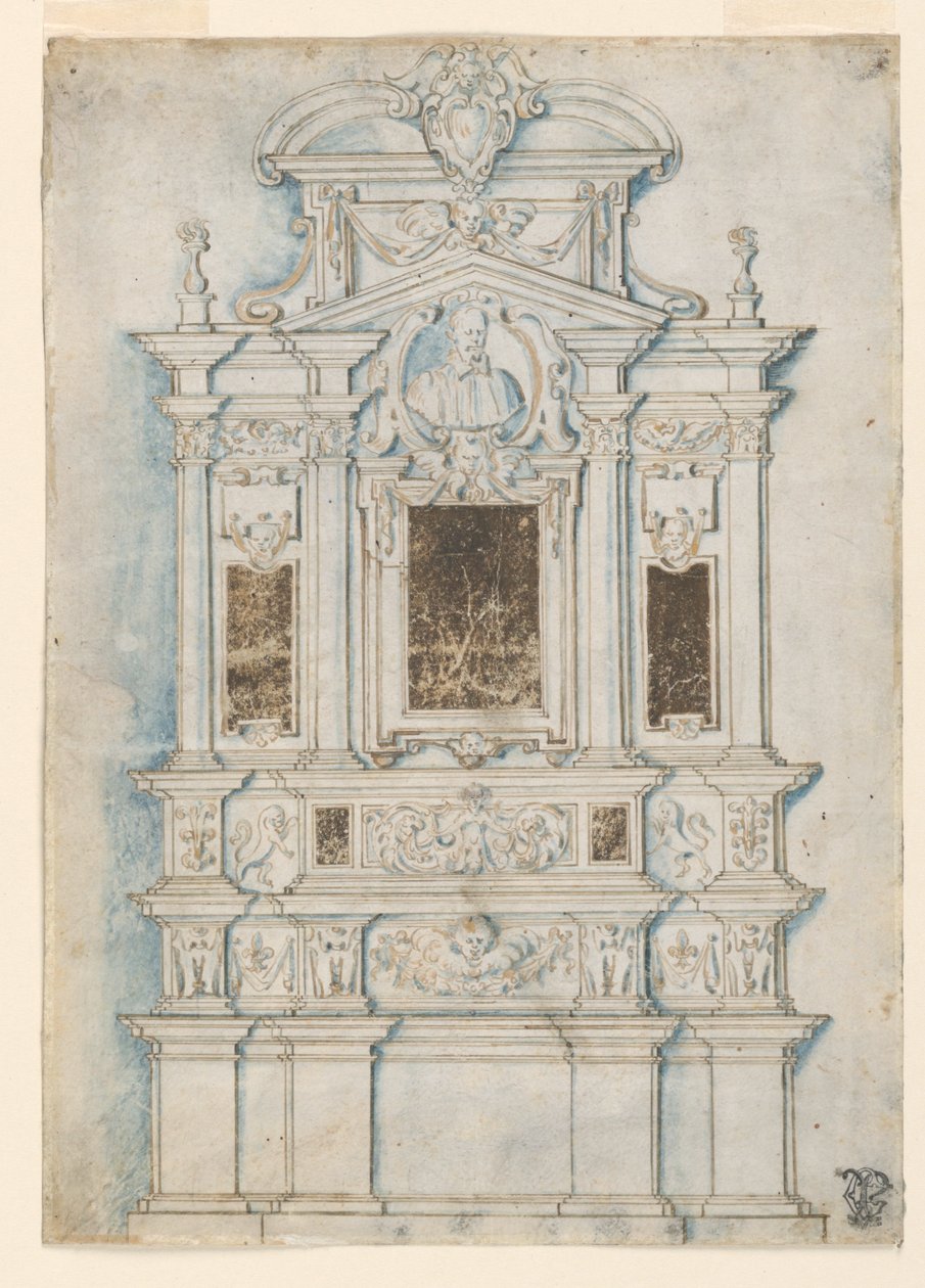 Design til et gravmonument af Girolamo Rainaldi