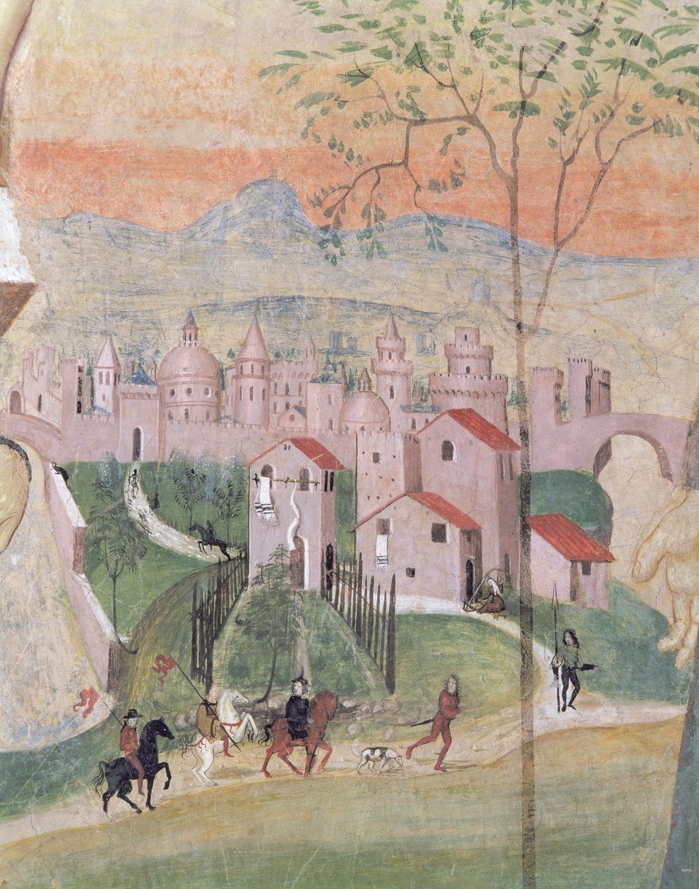 Udsigt over Prato City, detaljer fra korsfæstelsen, fra kapitelhuset, 1509 af Girolamo Ristori