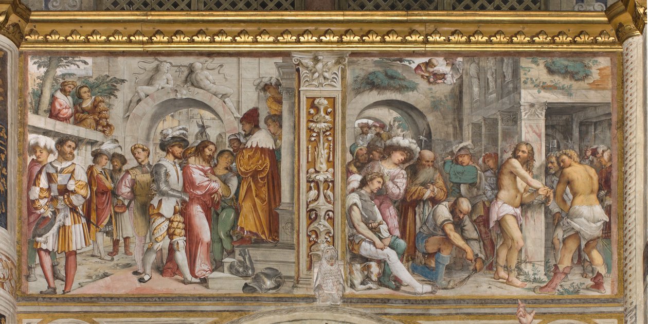Central Aave, Femte Sydspan, Kristus før Pilatus, Kristi flagelation, Jerome Romanino af Girolamo Romanino