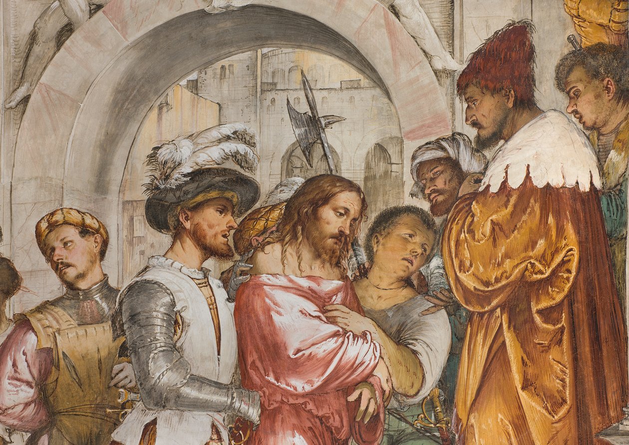 Centralskib, femte sydspan, Kristus foran Pilatus, Girolamo Romanino af Girolamo Romanino