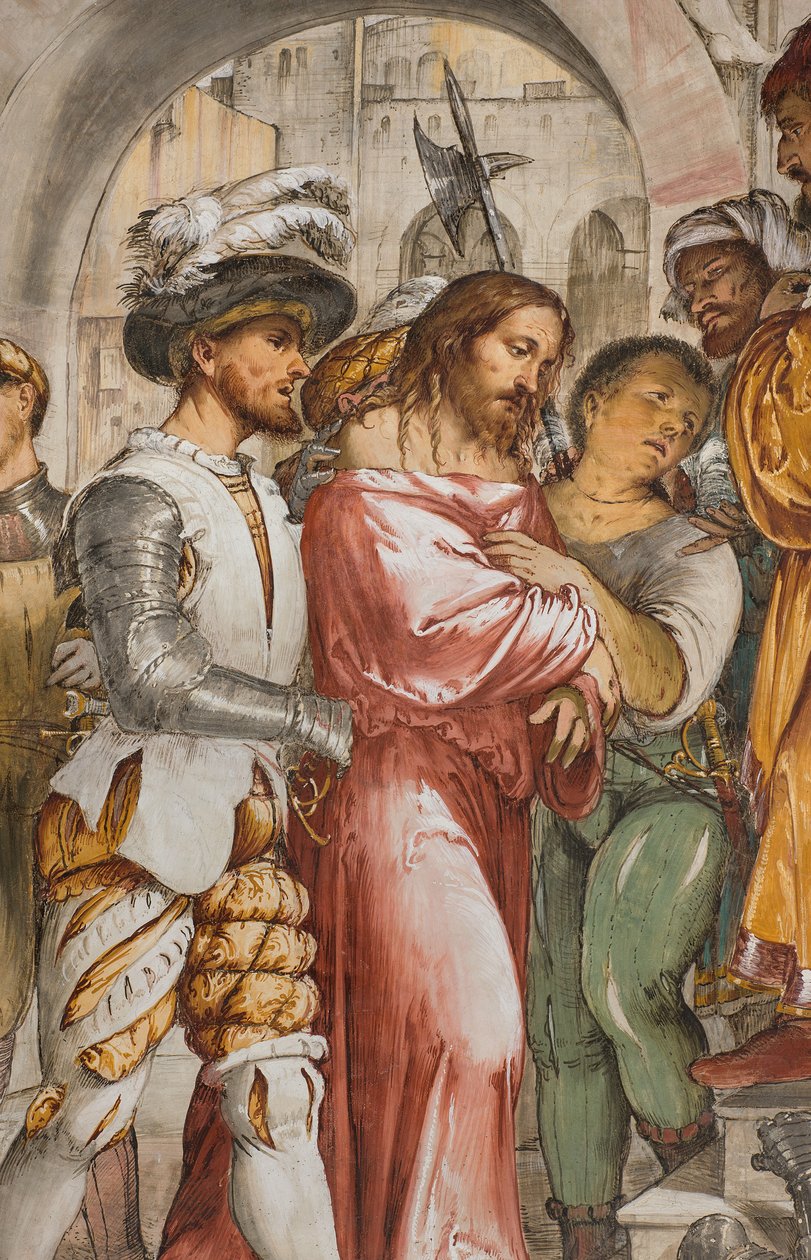 Centralskib, femte sydspan, Kristus foran Pilatus, Girolamo Romanino af Girolamo Romanino