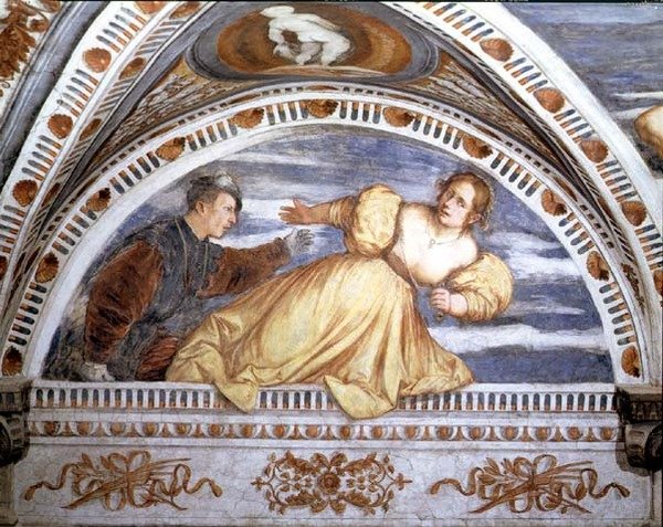 Tarquin og Lucretia, lunette af Girolamo Romanino