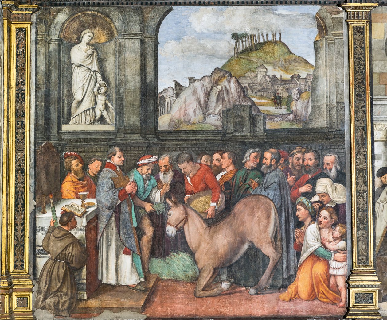 Muldyrets mirakel, den nordlige mur, den hellige skole, detalje fra 2195188 af Girolamo Tessari