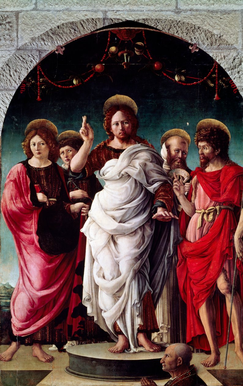Blessing Redeemer, af Girolamo da Cremona (ca. af Girolamo da (attr. to) Cremona