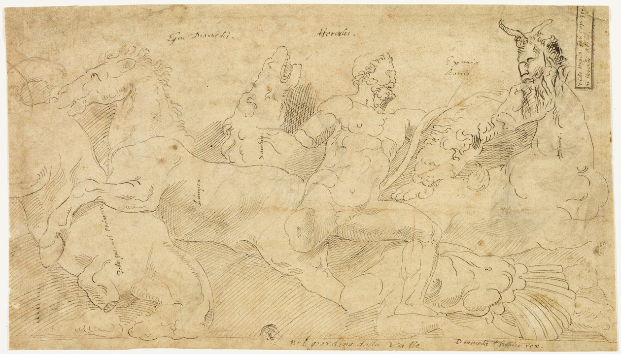 Antikt relief med Herkules og Diomedes