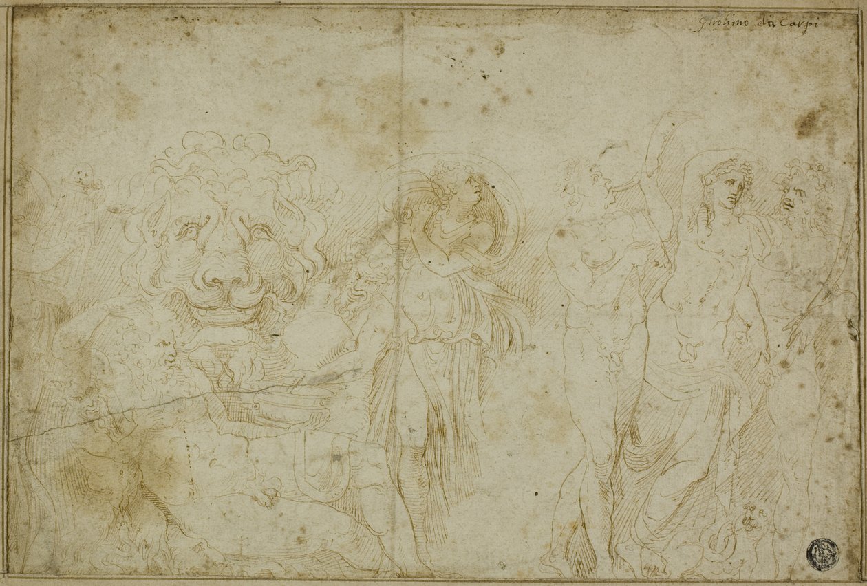 Sarkofag fra Blenheim Palace: Bacchanale med løvehoved af Girolamo da Carpi