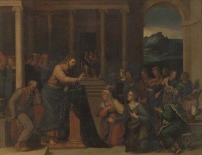 Kristus i Marias og Marthas hus (panel) af Girolamo da Carpi
