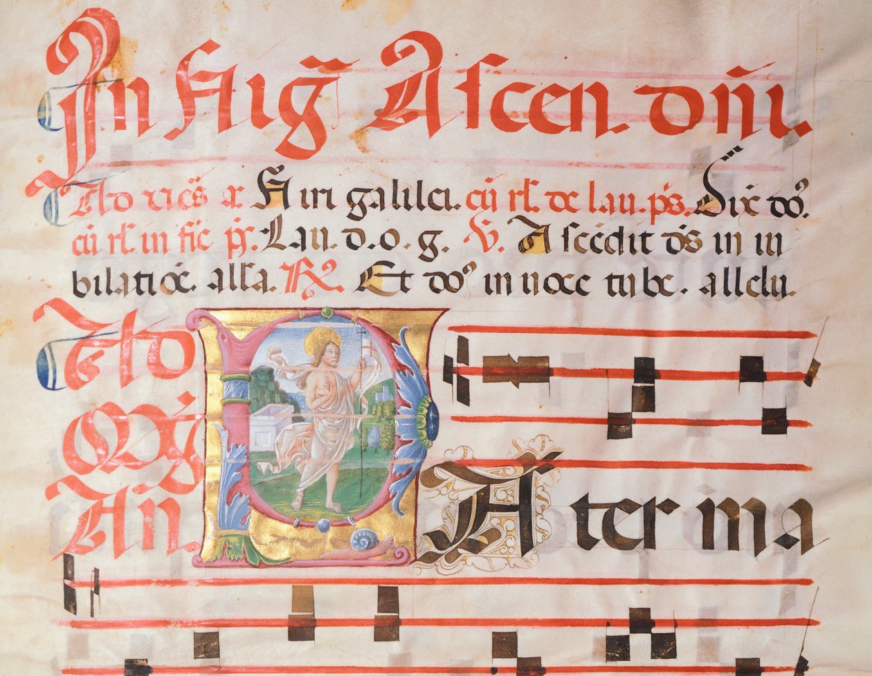 Illumineret side af et middelalderligt psalterium af Girolamo fra Cremona. af Girolamo da Cremona