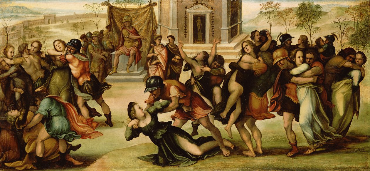 Voldtægt af sabinerne, ca. 1520 af Girolamo del Pacchia
