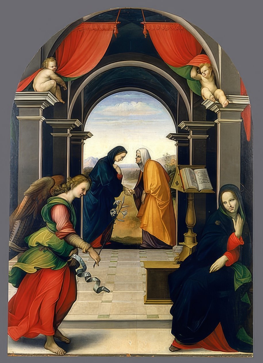 Bebudelse og besøg af Jomfru Maria. 1500-1535 af Girolamo del Pacchia