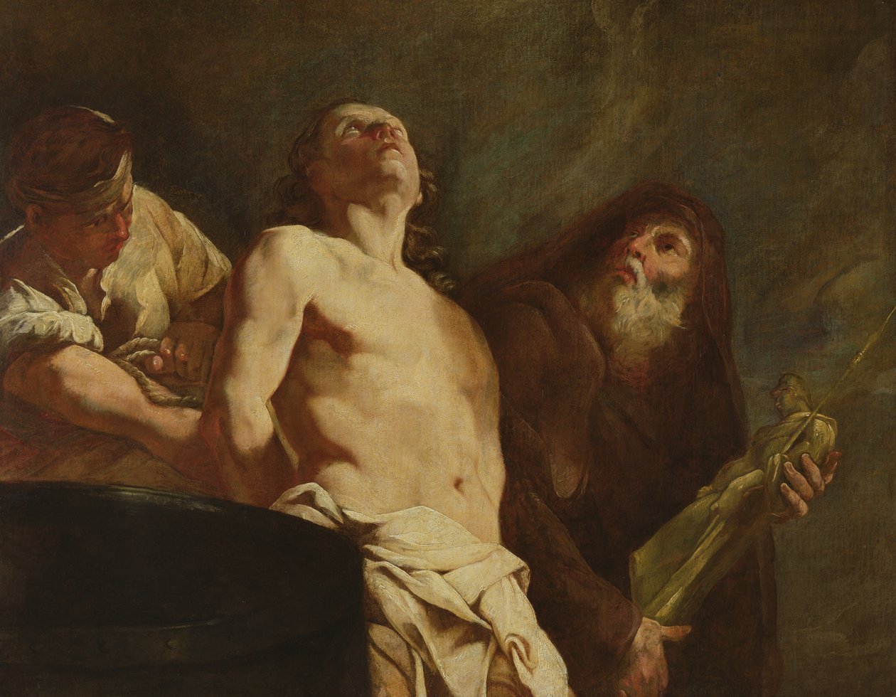 Johannes evangelistens martyrium, ca. 1730 af Giulia Lama