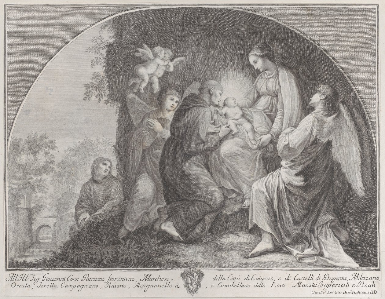Tilbedelse af Kristus af Saint Francis, 1723-59. af Giuliano Giampiccoli