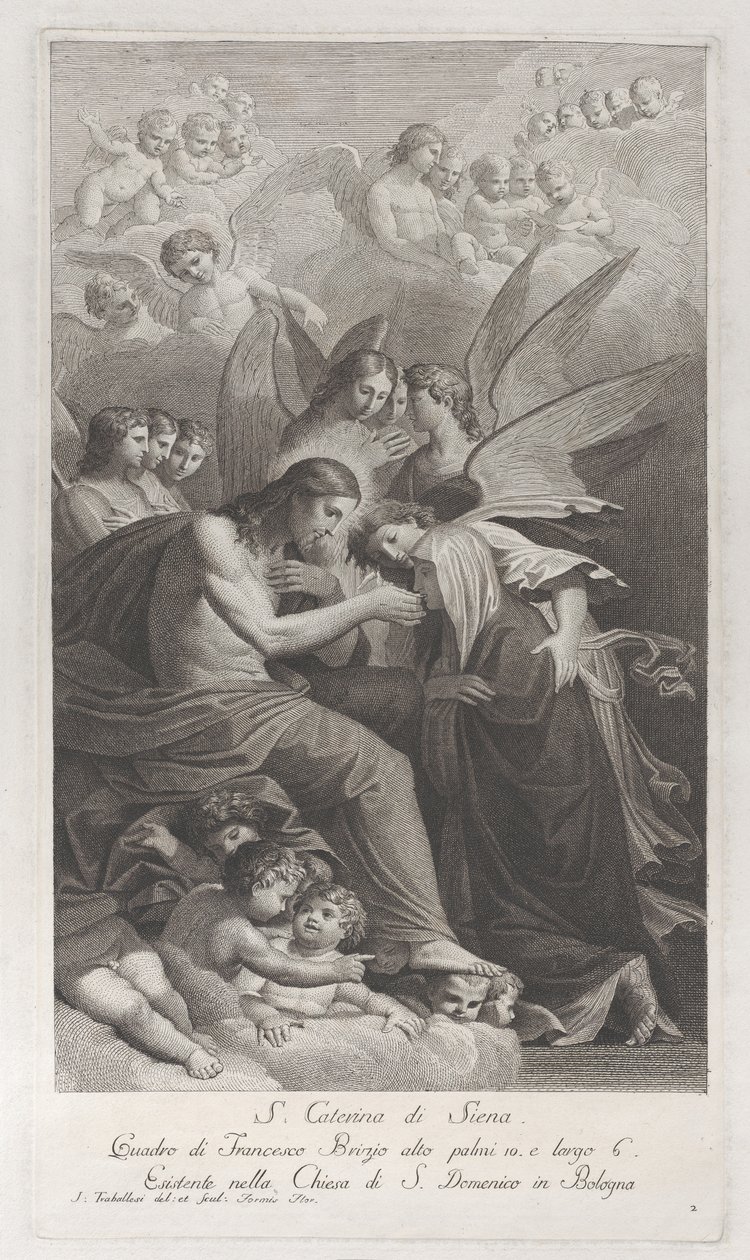 Kristus giver den hellige vært til den knælende Saint Catherine af Siena..., 1750-1812. af Giuliano Traballesi