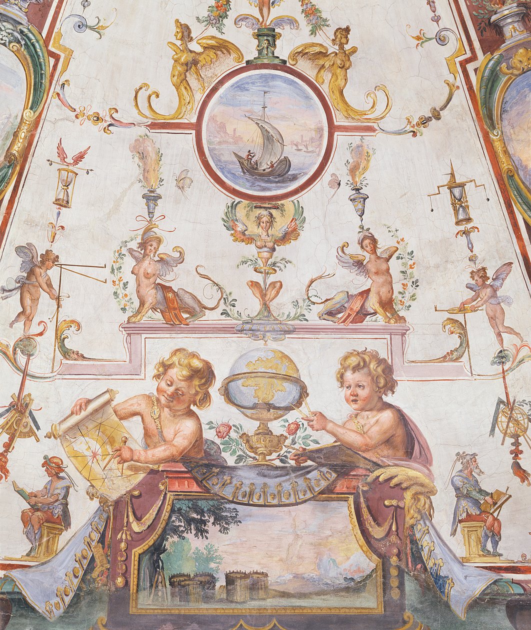 Loftspanel fra Stanzino delle Matematiche (fresko med tempera) (se 254071-254073) af Giulio Parigi