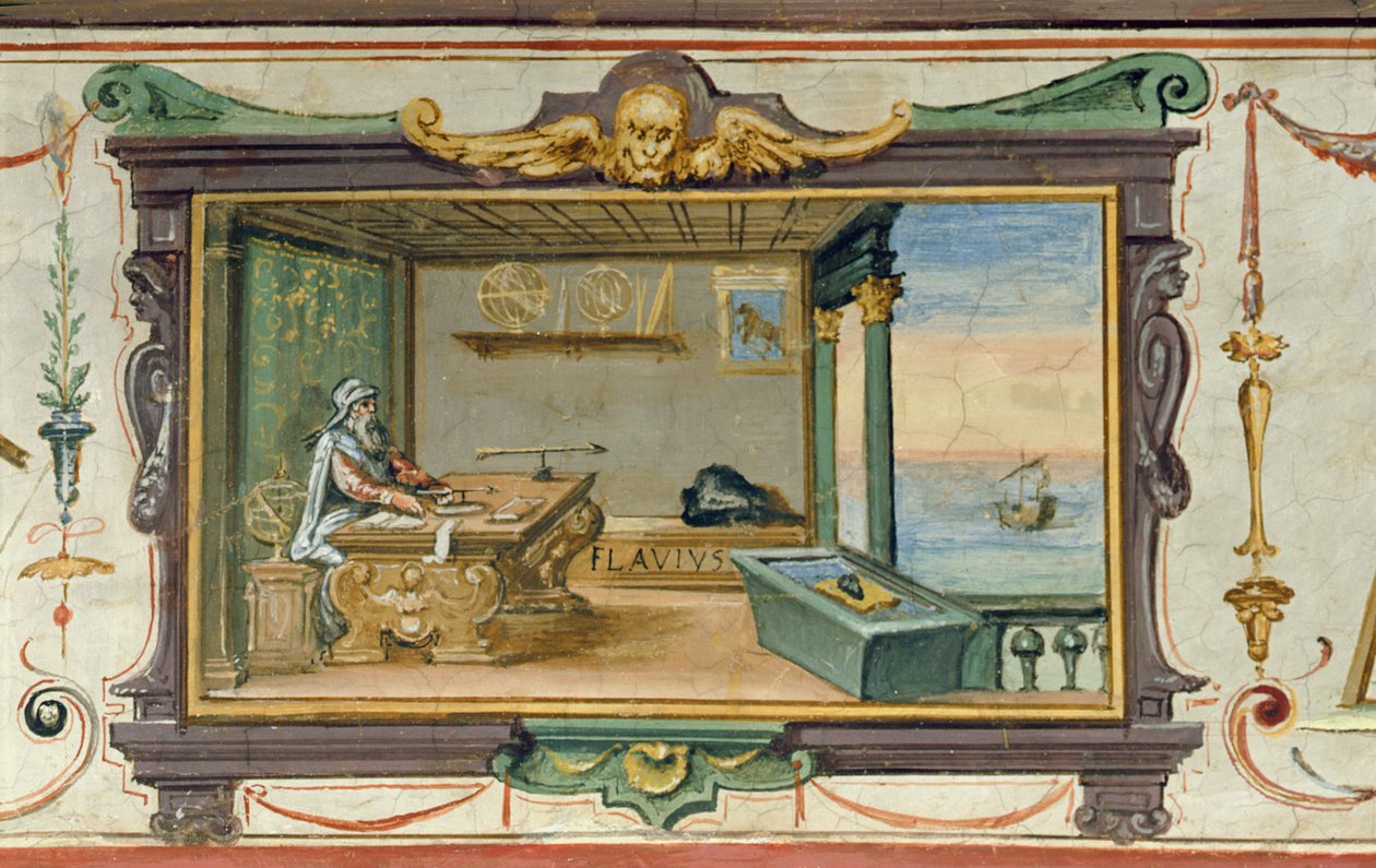 Flavio Gioia af Amalfi, kompassets opfinder, Stanza della Mattematica, 1587-1609 af Giulio Parigi
