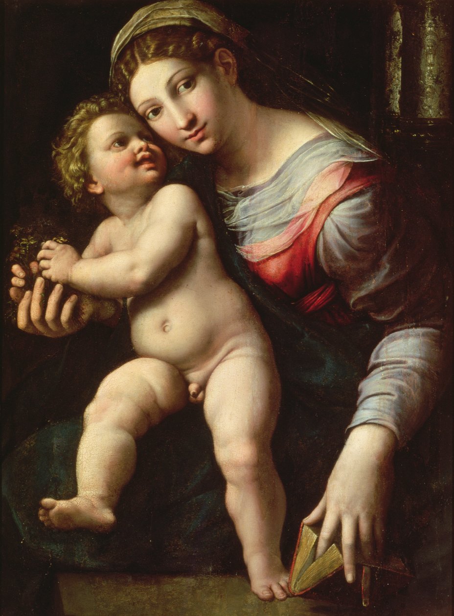 Madonna og barn, ca. 1530-40 (panel) af Giulio Romano