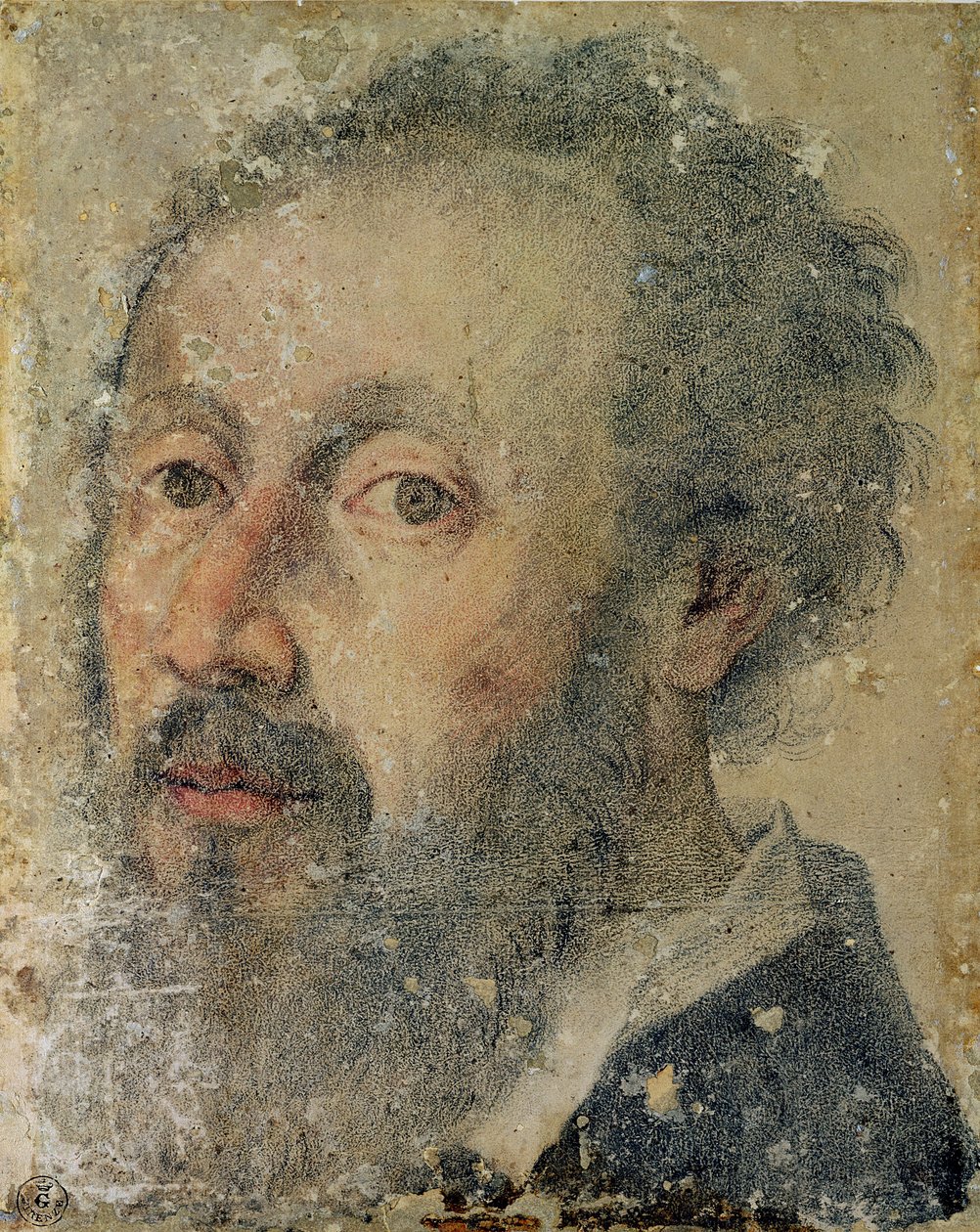 Selvportræt (pastel på papir) af Giulio Romano