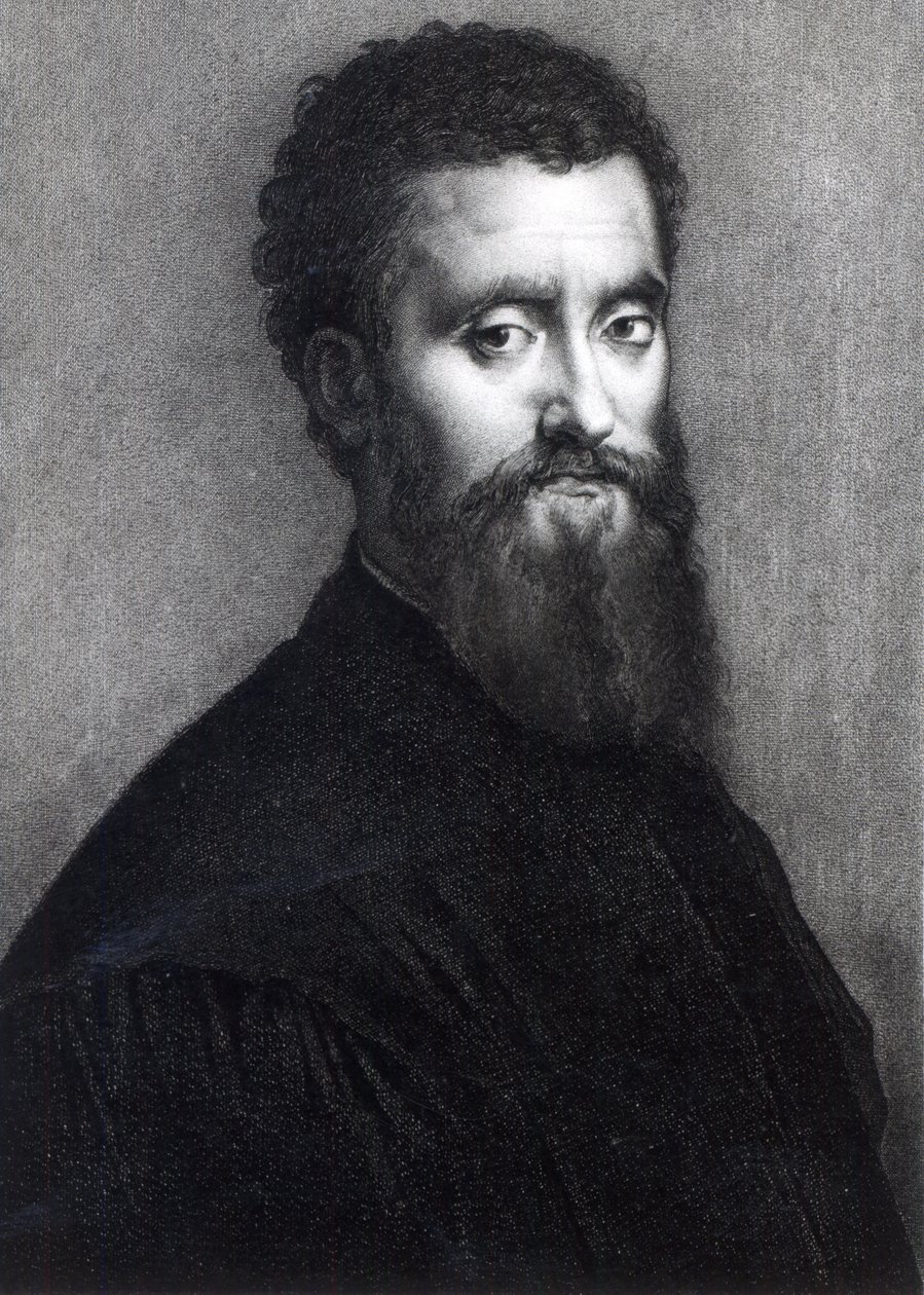 Selvportræt, graveret af Jean-Louis Potrelle af Giulio Romano
