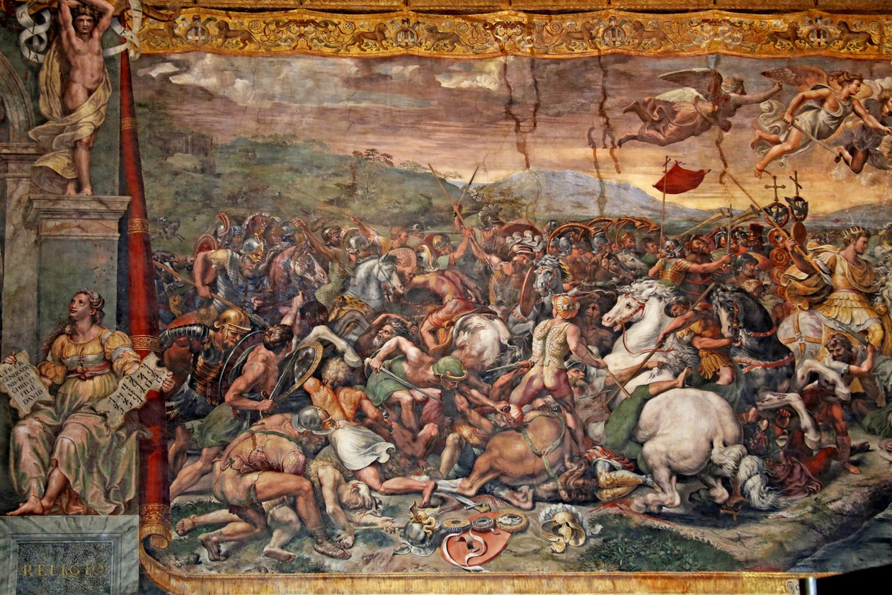 Slaget ved Milvian Bridge i Konstantins værelse, 1517-24 af Giulio Romano