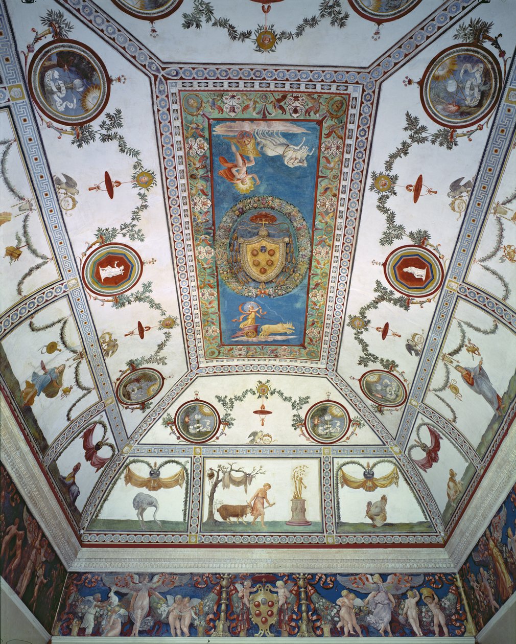 Camera con Fregio di Amorini Chamber of the Cupid Frieze detalje af loftet, foto fra 1520