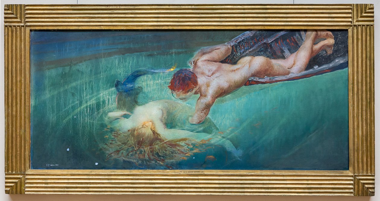 Havfrue eller grøn afgrund, ca. 1900 (olie på lærred) af Giulio Aristide Sartorio