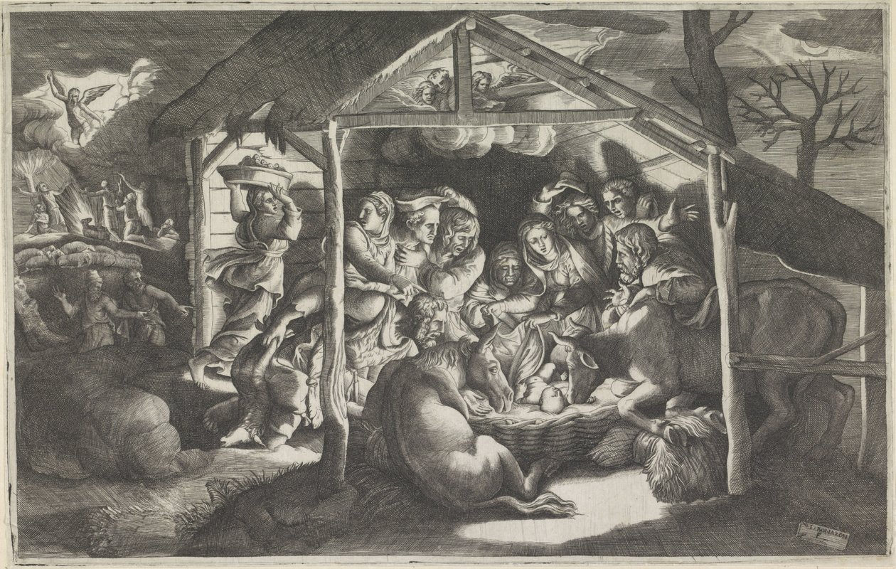Tilbedelse af hyrderne af Giulio Bonasone