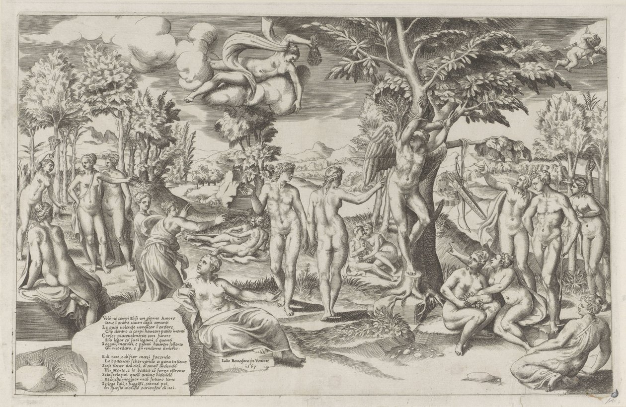 Amor i Elysian Fields af Giulio Bonasone