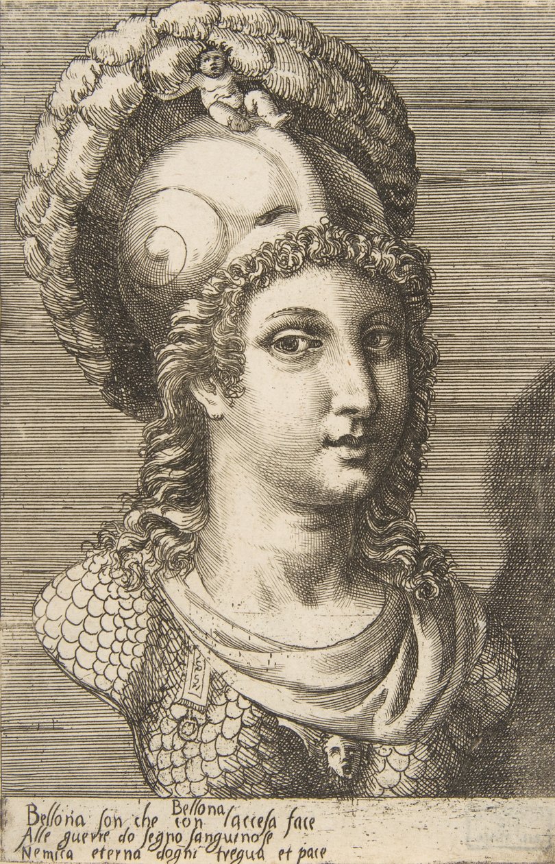 Buste af Bellona, ca. 1531-76. af Giulio Bonasone