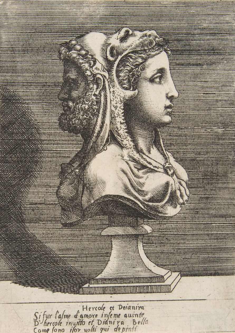 Buste af Hercules og Dejanira, ca. 1531-76. af Giulio Bonasone