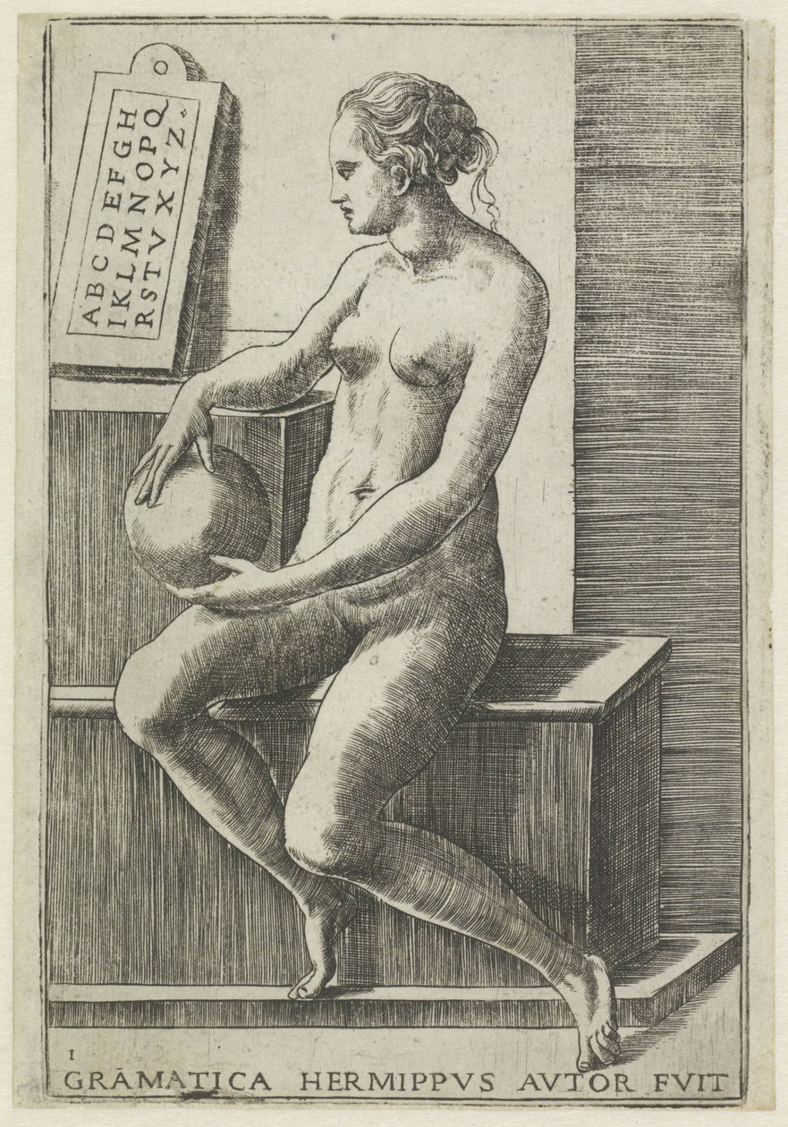 Grammatik Grammatik hermippus forfatter fuit (titel på objekt) The Seven Liberal Arts (serietitel) af Giulio Bonasone