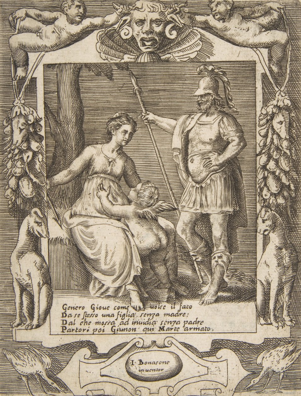 Juno, Mars og Amor, sat inden for en udførlig ramme, fra 