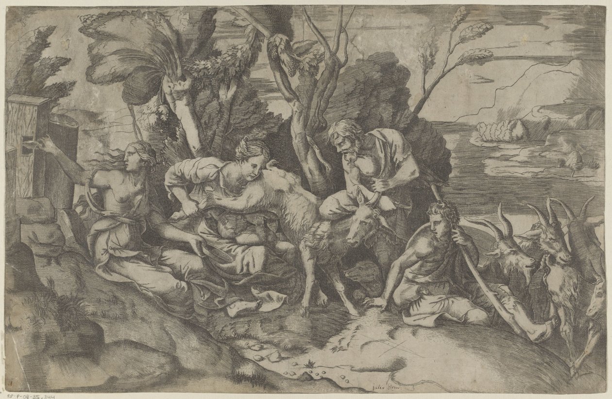 Jupiter diedes af geden Amalthea af Giulio Bonasone