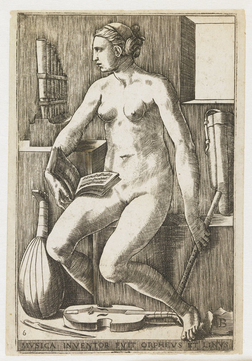 Musica Musica inventor fuit Orpheus et Linus (titel på objekt) The Seven Liberal Arts (serietitel) af Giulio Bonasone