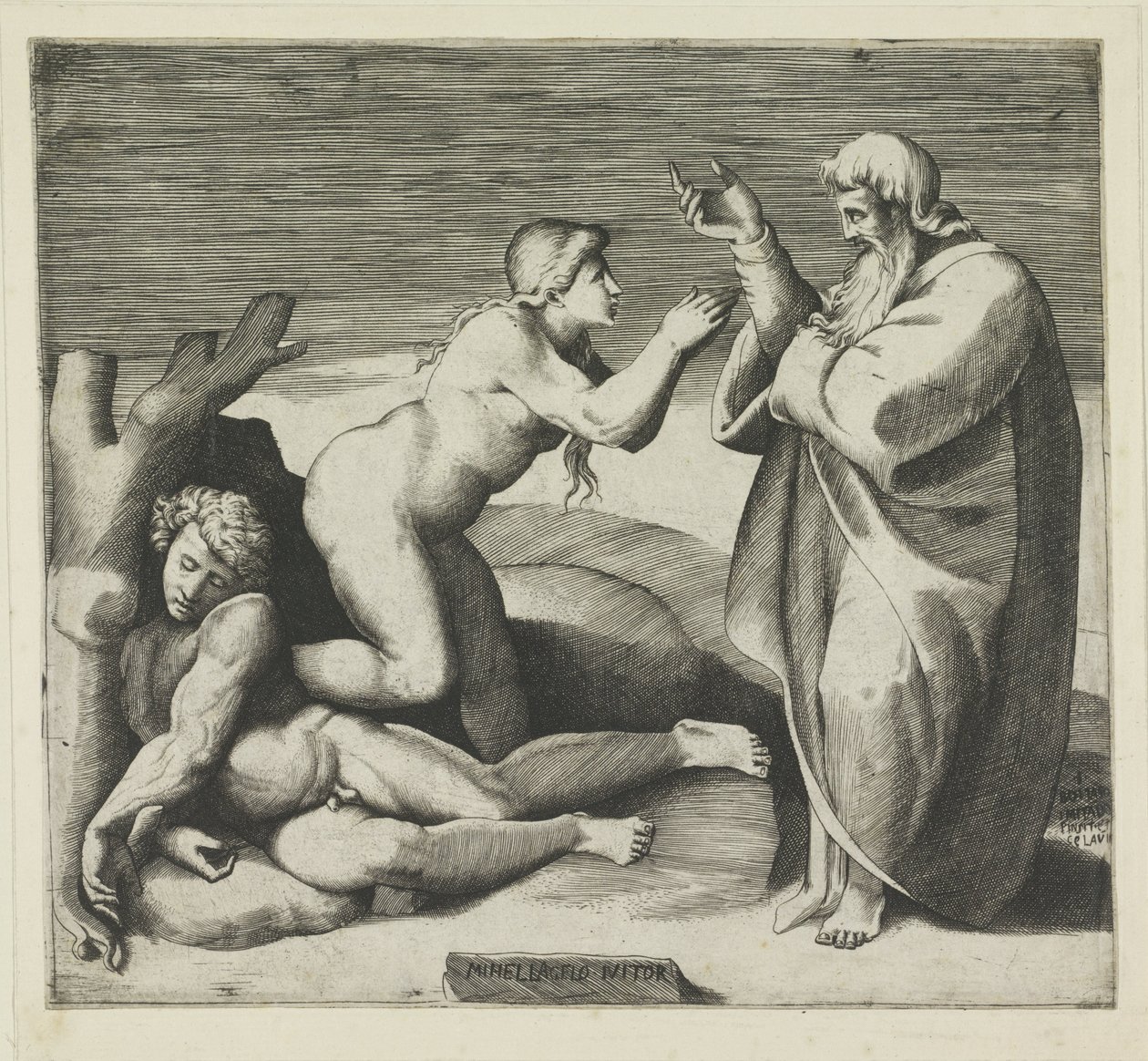 Evas skabelse af Giulio Bonasone