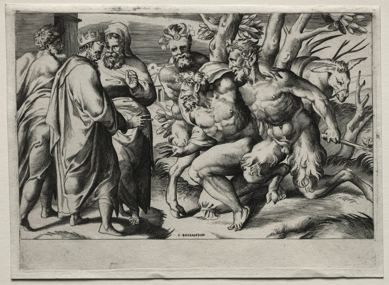 Silenus og kong Midas, midten af det 16. århundrede. af Giulio Bonasone