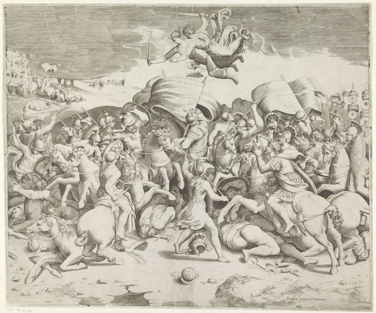 Slaget ved Milvian Bridge af Giulio Bonasone